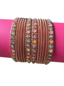 Rose Glow Multi-Stone Bangle Set