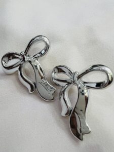 Silver Ribbon Charm Earrings