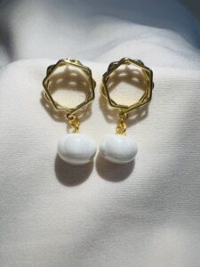 Golden Halo Marble Drop Earrings
