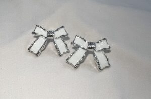 Classic White Bow Stud Earrings