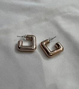Rose Gold Chunky Square Hoop Earrings